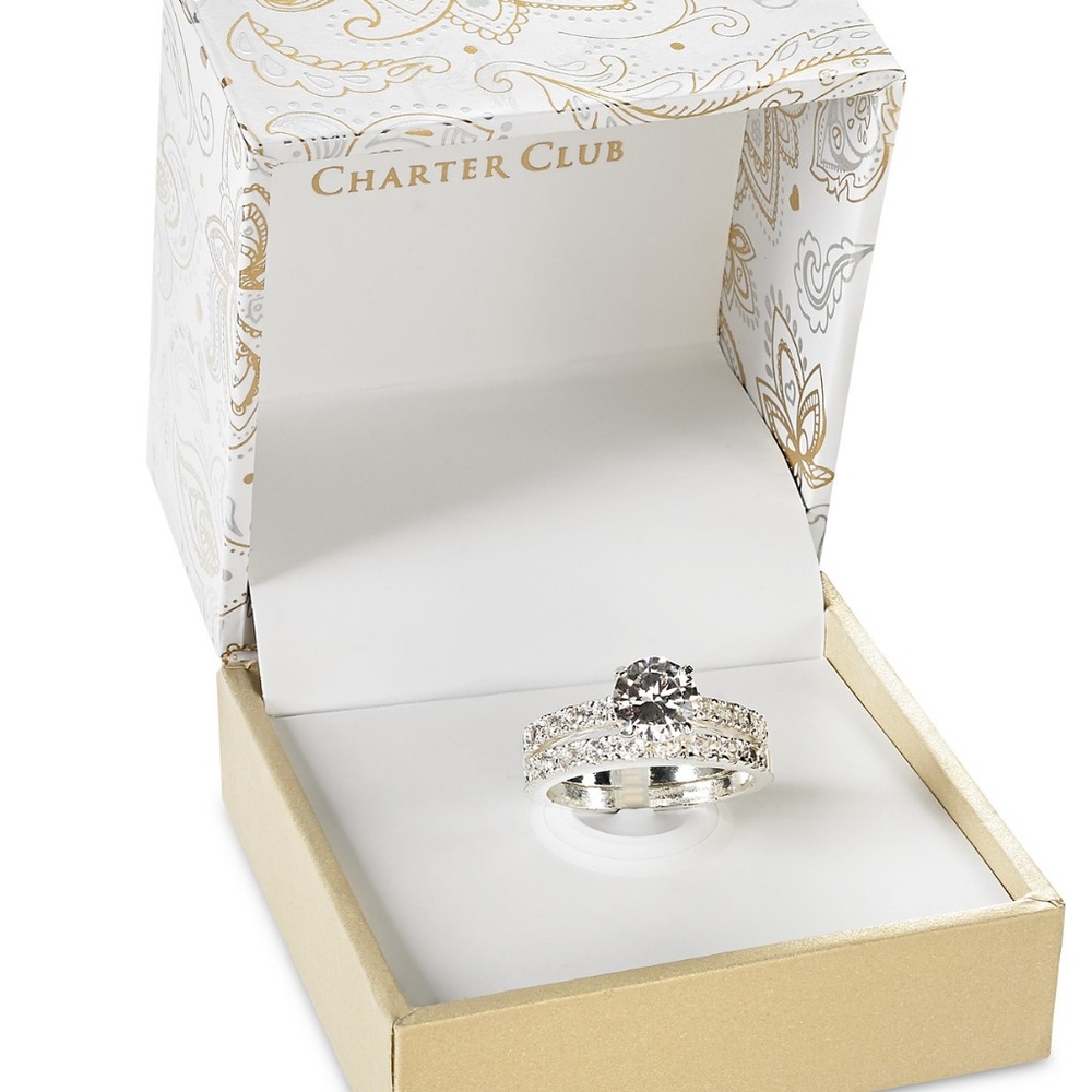 BNWB  2Pc-Set Cubic Zirconia Ring in SterlingSilve - Picture 2 of 6